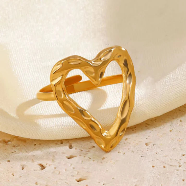 Golden Heart Ring(Adjustable Fit,Anti Tarnish,Waterproof)