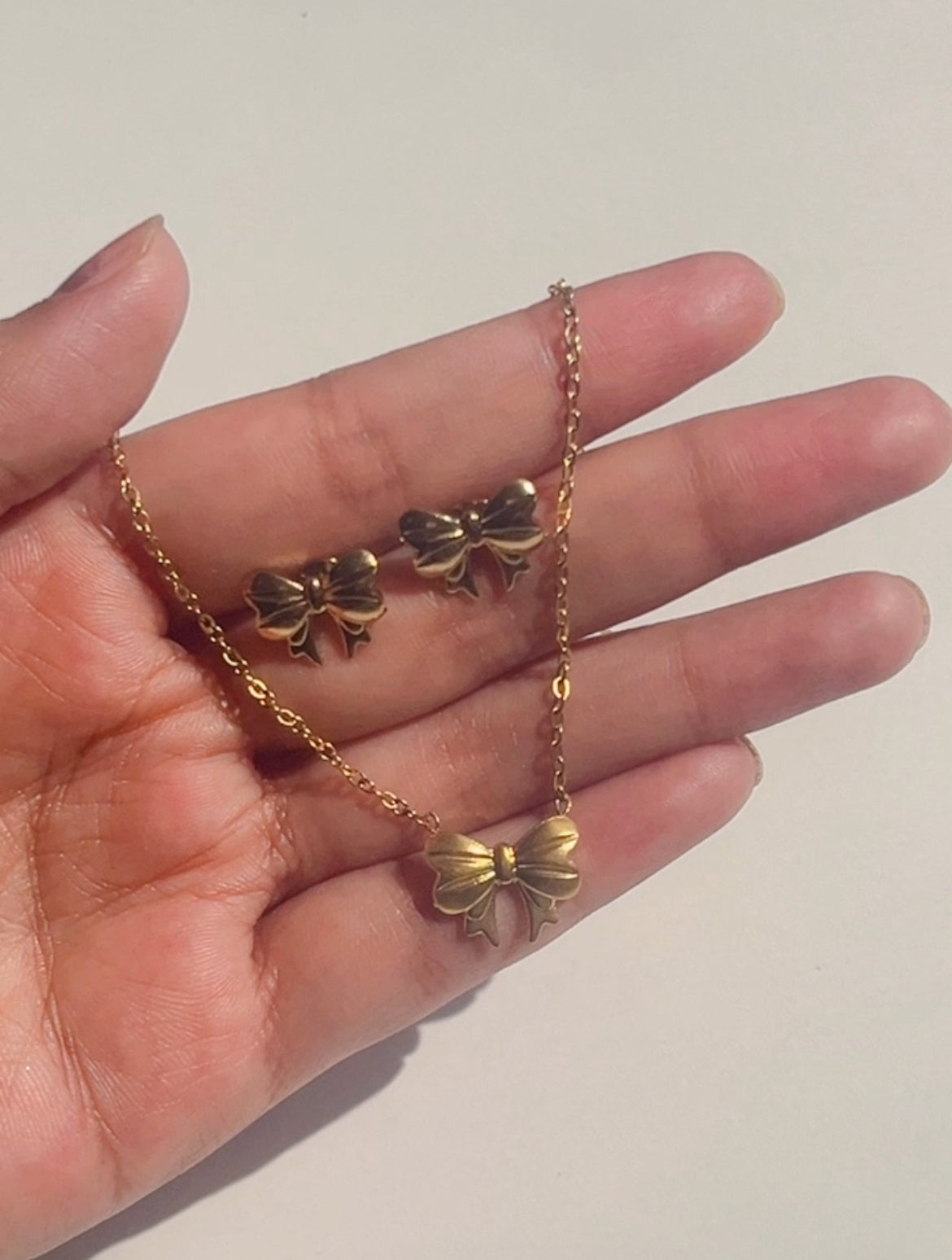 Golden Coquette Bow Set( Anti Tarnish,Waterproof)