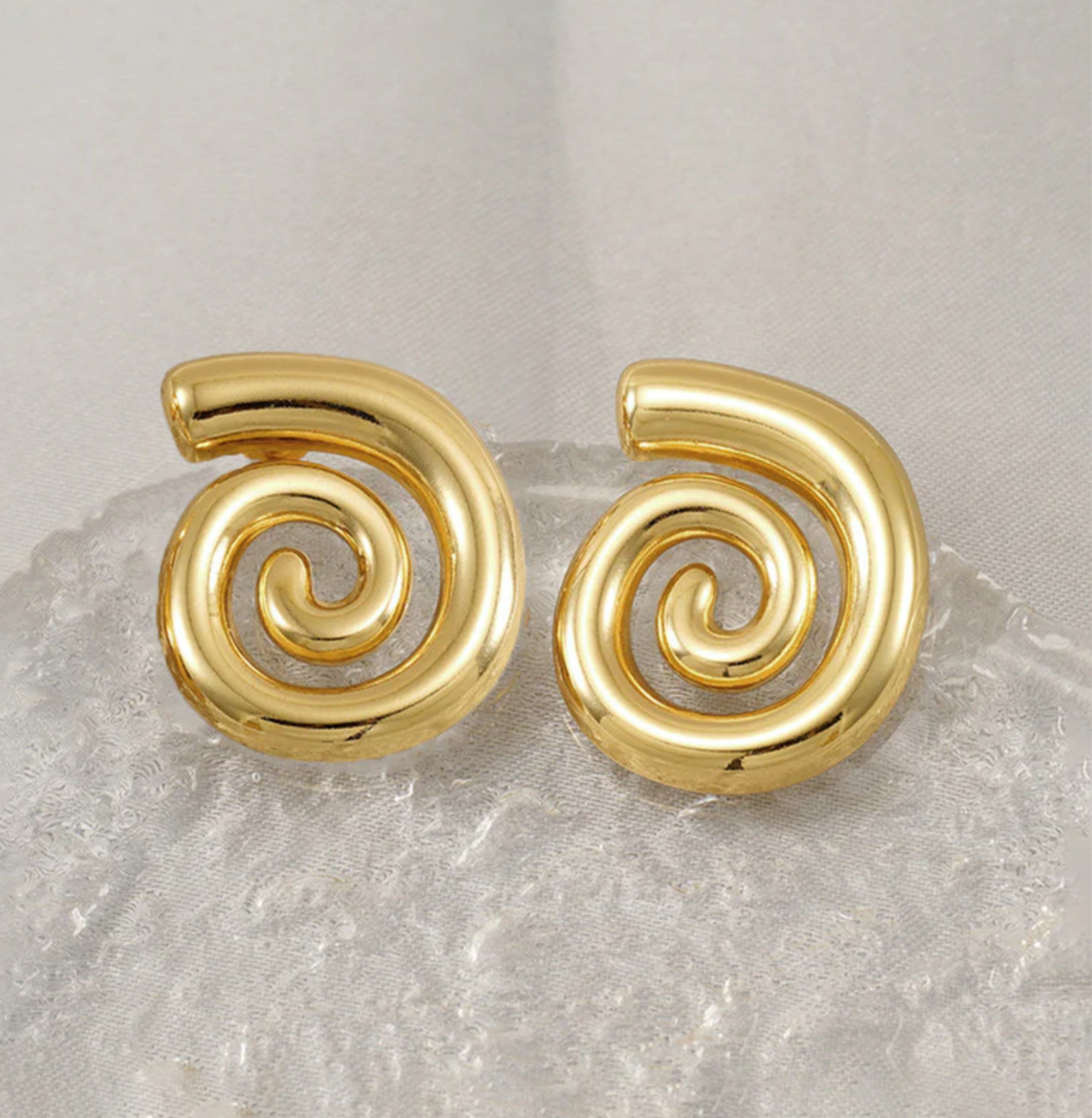 Golden Swirl Studs ( Anti Tarnish,Waterproof)