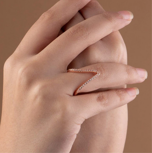 AD V Shaped Ring (Rose Gold, Adjustable)