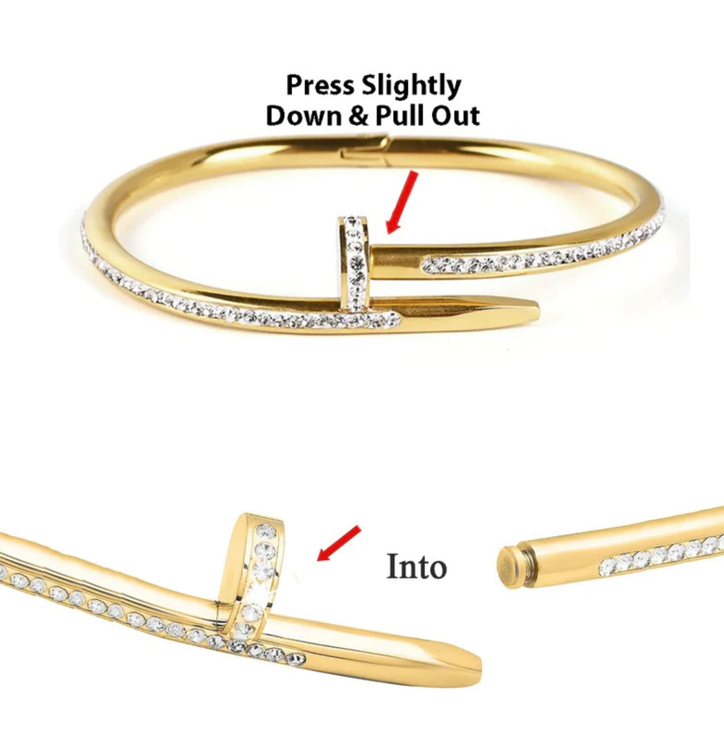 Gold Nail Head Bracelet- Cartier Inspired (Anti Tarnish,Waterproof)