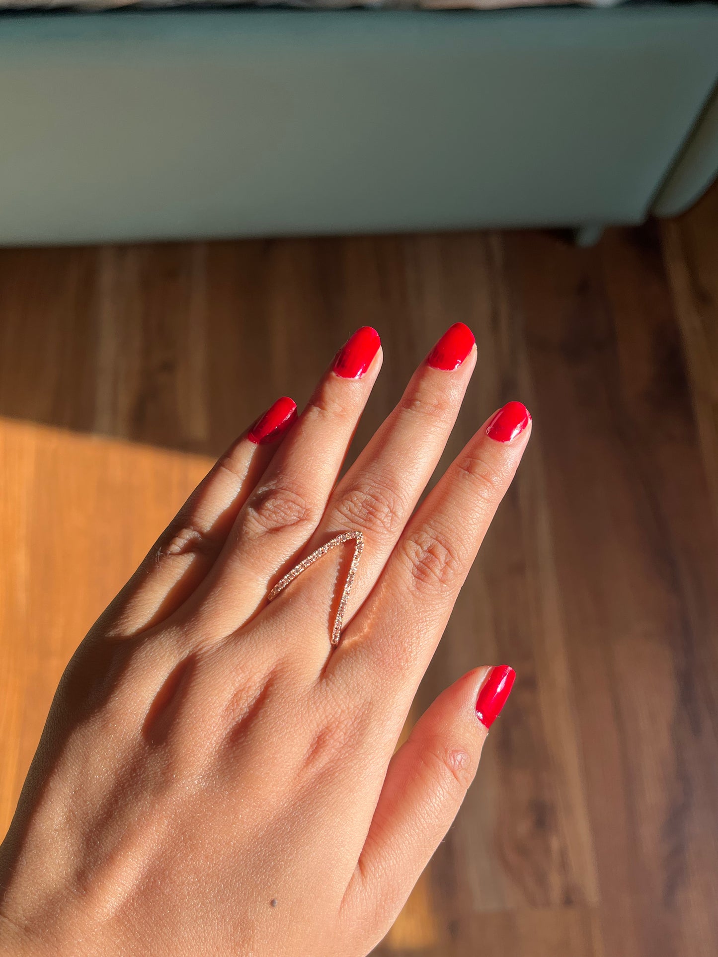 AD V Shaped Ring (Rose Gold, Adjustable)